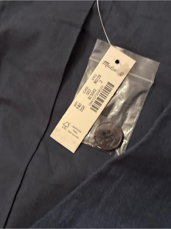 MADEWELL Women's Single-Breasted Deep Shadow Linen Vest sz 2 NQ129 NWT - Picture 3 of 4